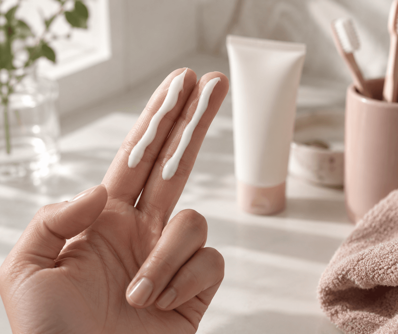 دو خط ضدآفتاب روی انگشتان برای استفاده صورت